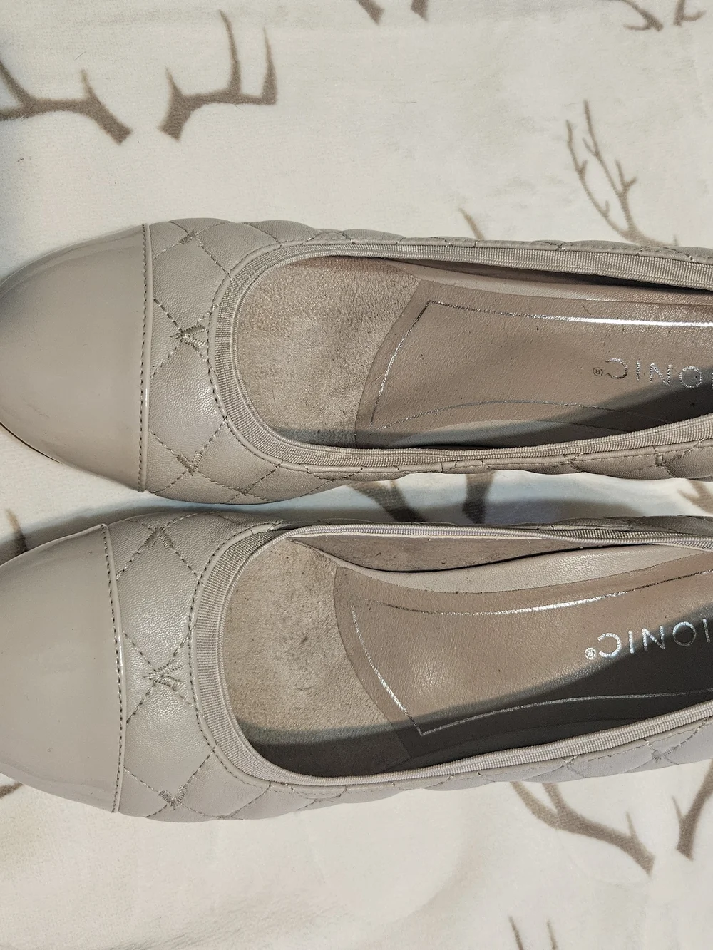 Vionic Quilted Block Heel Ballet Flats - Taupe